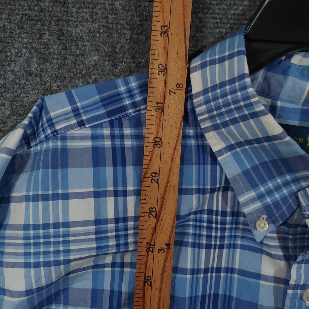 Ralph Lauren Shirt Mens Big 2X Blue Plaid Long Sleeve Button-Up Cotton - Picture 7 of 10
